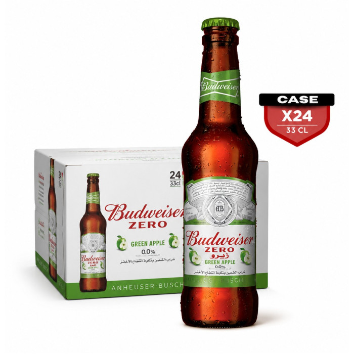 Bud Green Apple  Zero Bottle Non Alcoholic 24 X 33cl