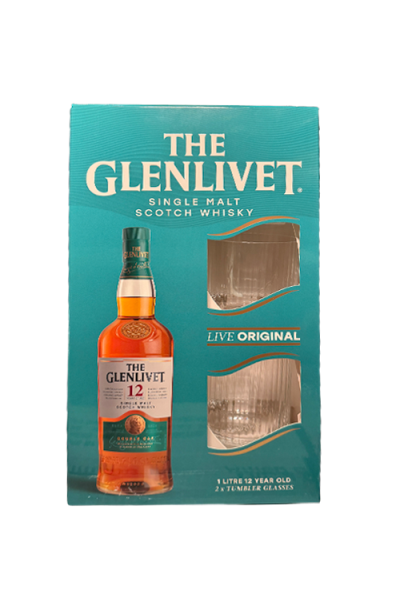 The Glenlivet 12 Year Old 1L Bottle with 2 Glasses