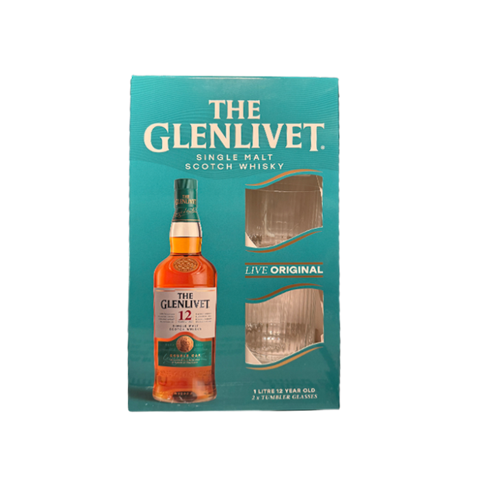 The Glenlivet 12 Year Old 1L Bottle with 2 Glasses