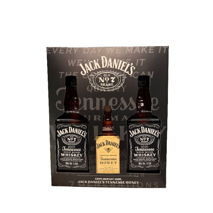 JACK DANIEL'S TENNESSEE WHISKY 1LTR+JACK DANIEL'S LTR BOX WITH 2 ROCK GLASS