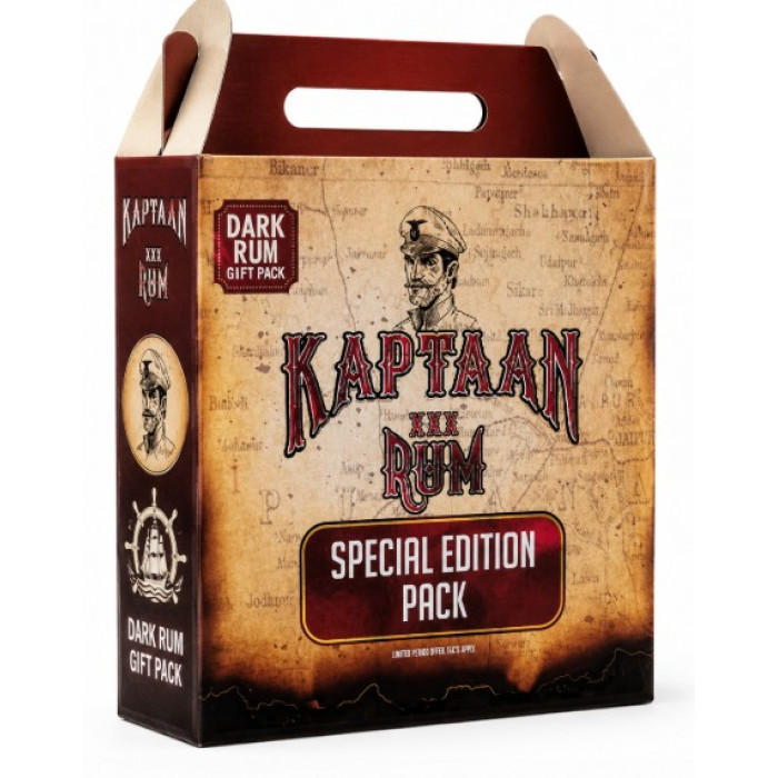Kaptaan Dark Rum 2 X 75cl + 37.5 Cl Promo Pack