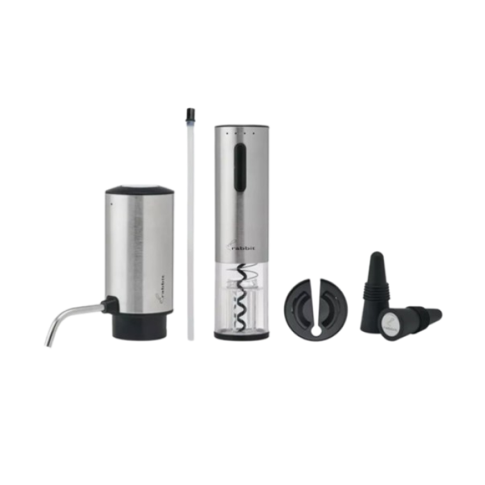 Rabbit 5-piece Wine Tool Set with Electric Corkscrew and Aerator