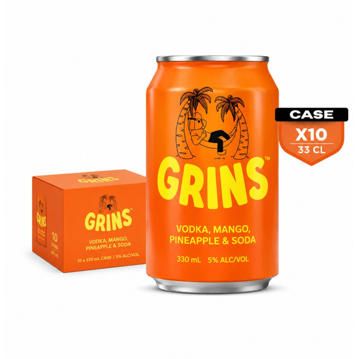Grins Mango Mix Vodka 33cl Can x10
