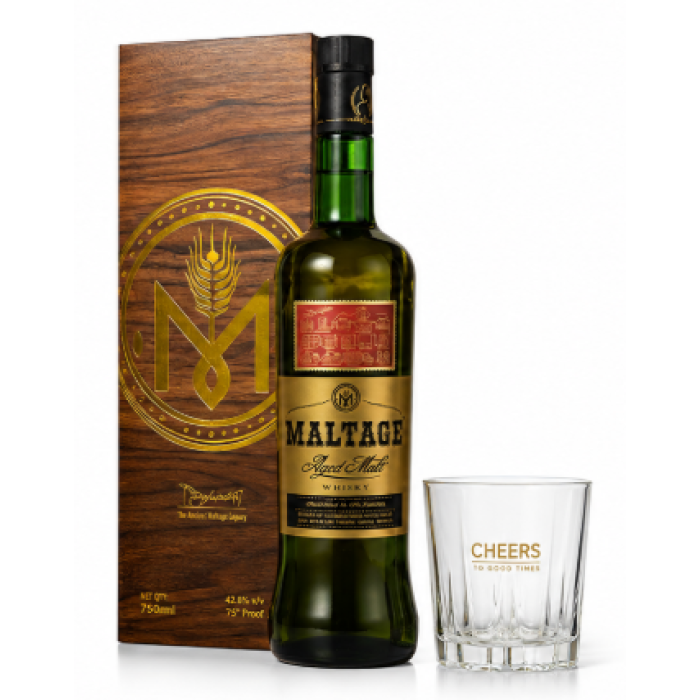 Maltage Aged Malt Whisky With Glass Pack 75cl Bottle