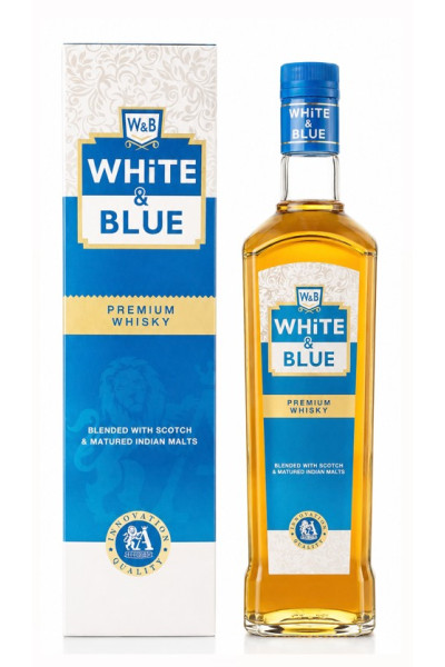White & Blue Indian Whisky 75cl Bottle
